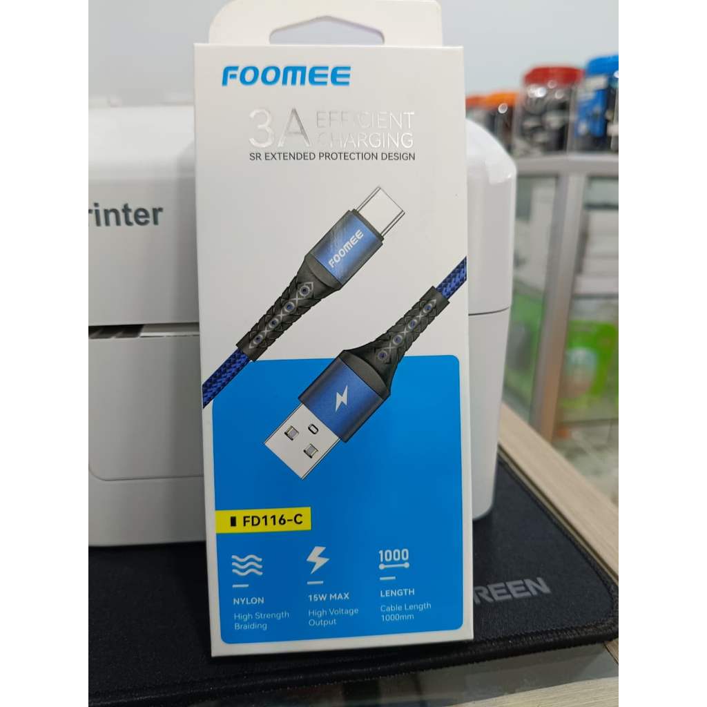 Kabel Data Type C Dan micro Foomee FD116-M Fast Charging 2.4A Dan Foomee FD116-C Charging 3A Panjang