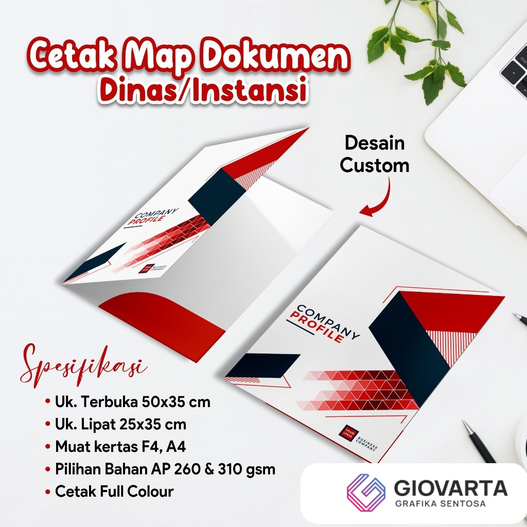 Cetak Map Custom Dokumen A4 F4 | Map Kertas Instansi Sekolah Full Colour Grosir