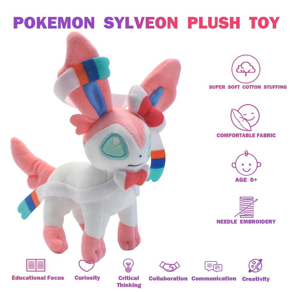 Leafeon Vaporeon Glaceon Sylveon Espeon Umbreon Vaporeon Sylveon Plush Toys Game For Collectible Gift,Soft Plushies Stuffed