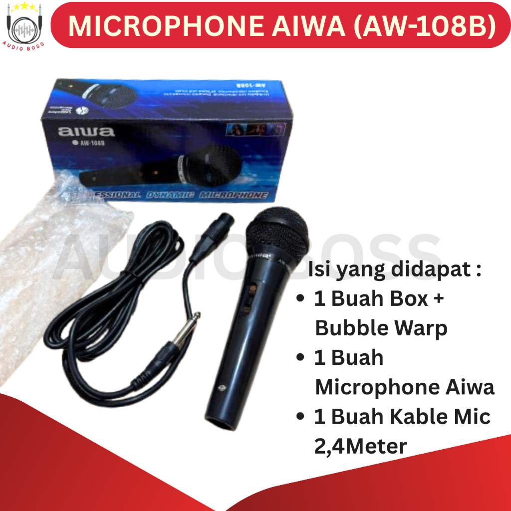 SL Audio Boss Microphone Kabel AIWA AW-108B / Microphone Genggam AIWA AW-108B / Microphone AIWA AW-1