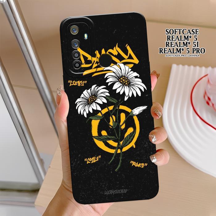 Case Realm* 5/5i/5 Pro Terbaru - Fashion Case Bunga - Casing Realm* 5/5i/5 Pro - Silikon Pro Camera 