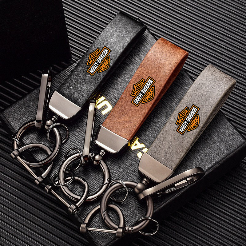 Metal/Leather Car Styling Emblem Keyain Buckle Key ain Rings Gift For Harley Davidson Electra Glide 