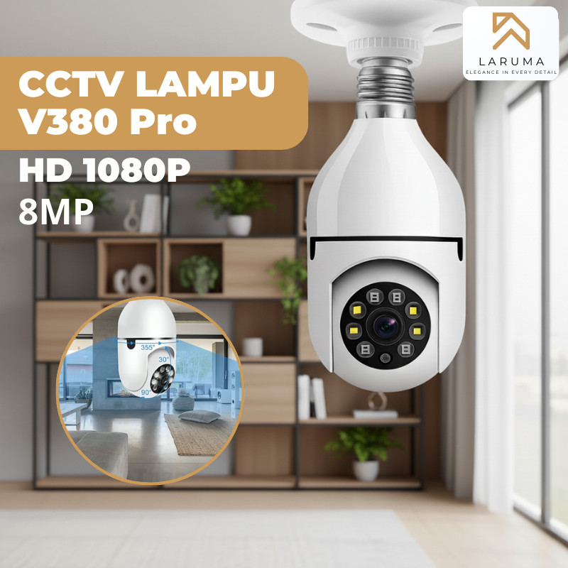 CCTV V380 Pro Tanpa Kabel 8MP CCTV Lampu Bohlam Indoor Wifi 360 PTZ