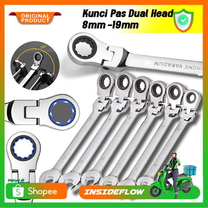 KUNCI RING PAS GANDA FLIXIBEL RATCHET 8/10/12/13/14/1719