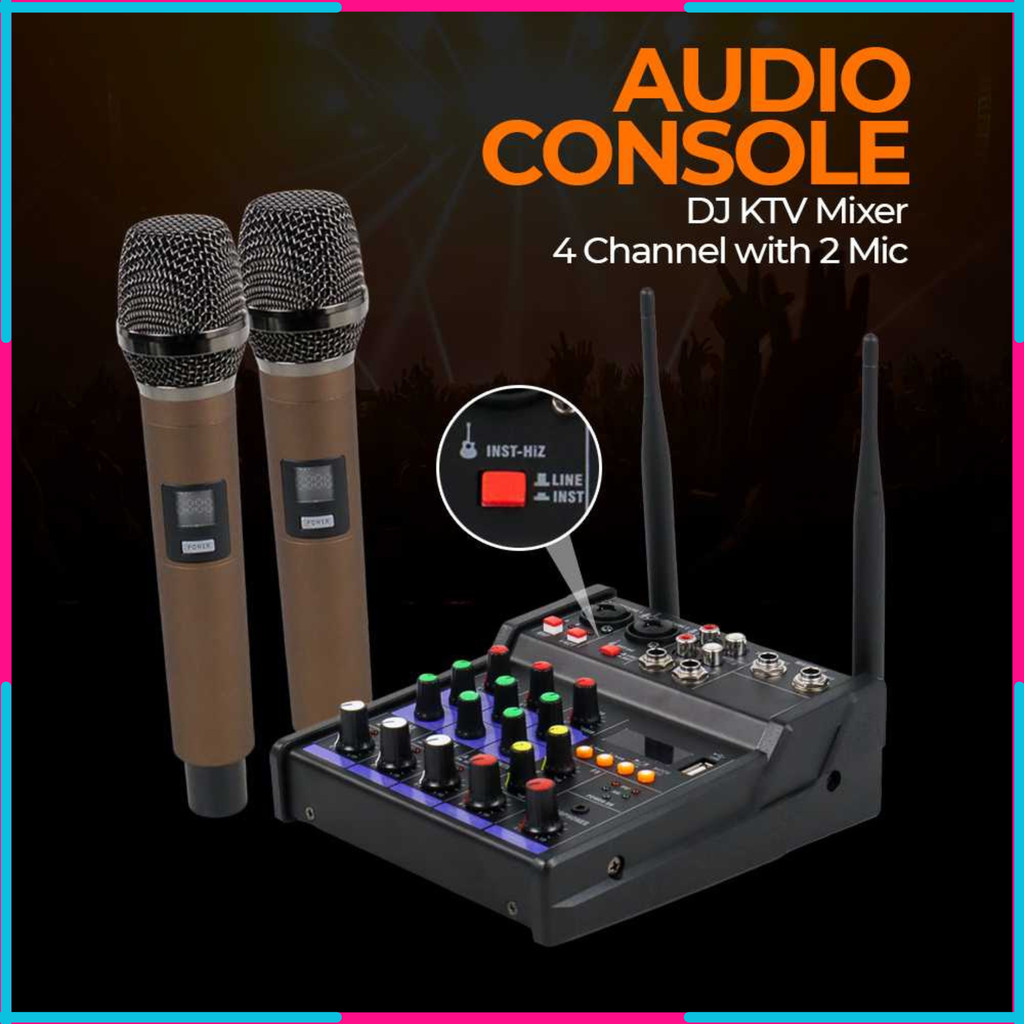 mixer power amplifier mini audio TKL Audio Console Karaoke DJ KTV Mixer 4 Channel with 2 Microphone