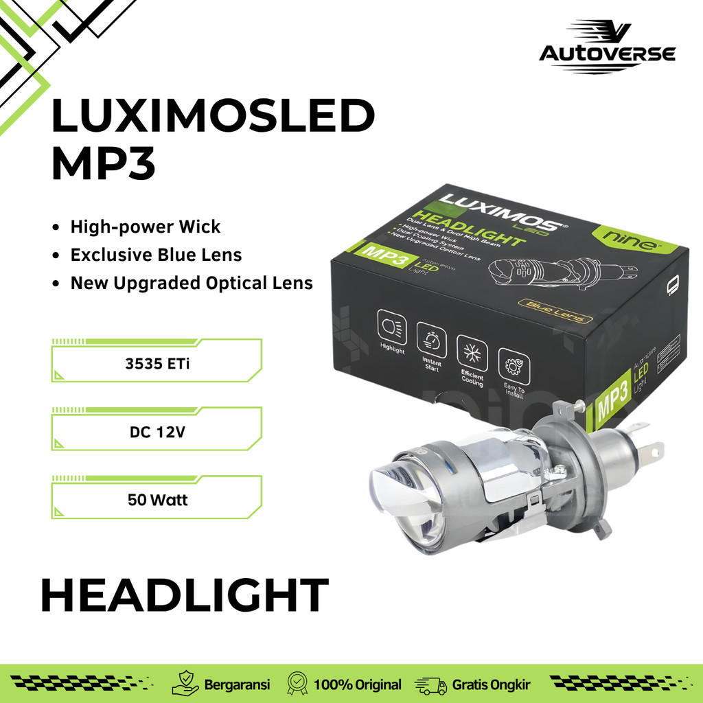 (1PCS) Lampu Utama Mini Projie Biled H4 LED 50W Motor Mobil Projector Lens Super Terang MP3 LUXIMOS