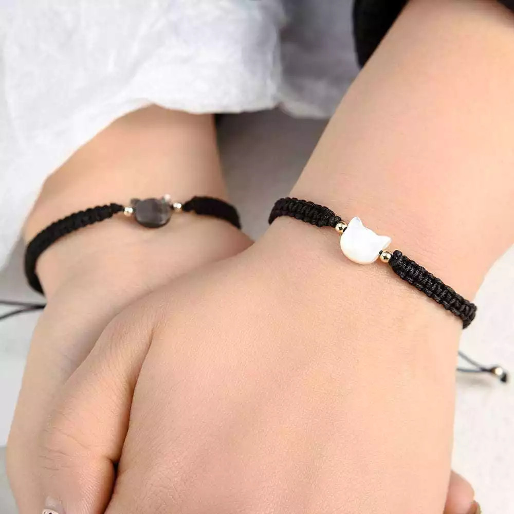 Gelang Kepang Motif Kucing Isi 1 Pcs  Gelang Kepang Adjustable Karakter Kucing