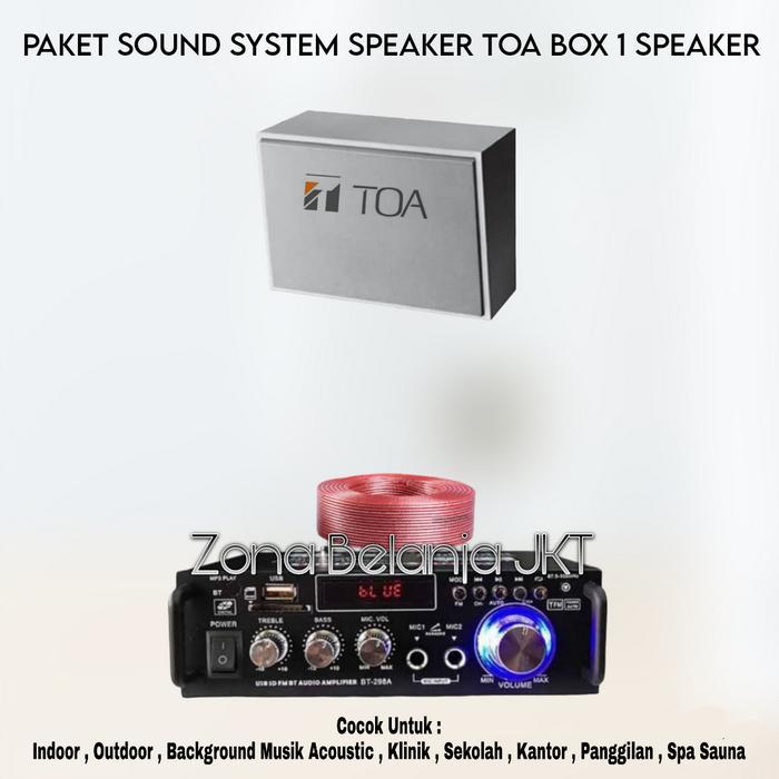 Paket Sound System Toa Box Speaker Cafe Resto Kantor Klinik 1 Speaker Amplifier Usb Bluetooth Garans