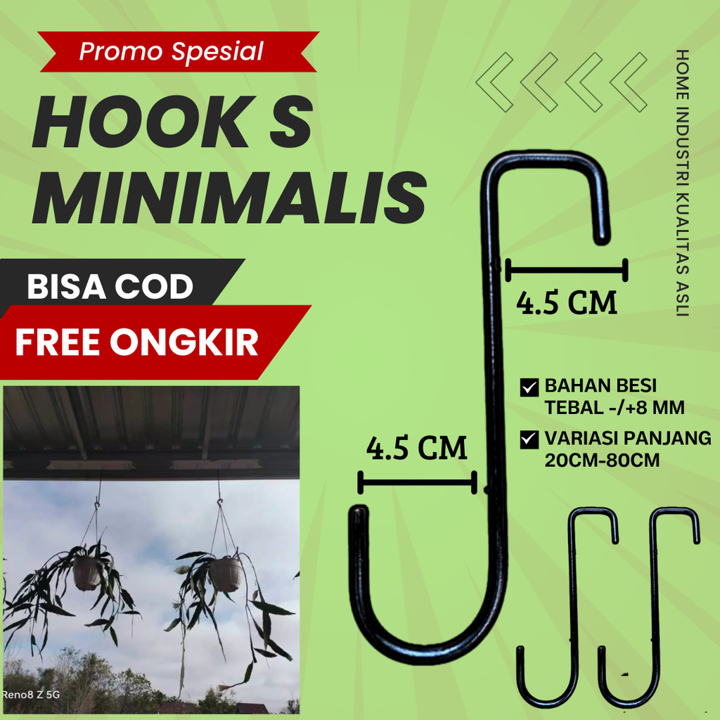 besi S,cantolan besi S/gantungan kandang burung/gantungan pot bunga