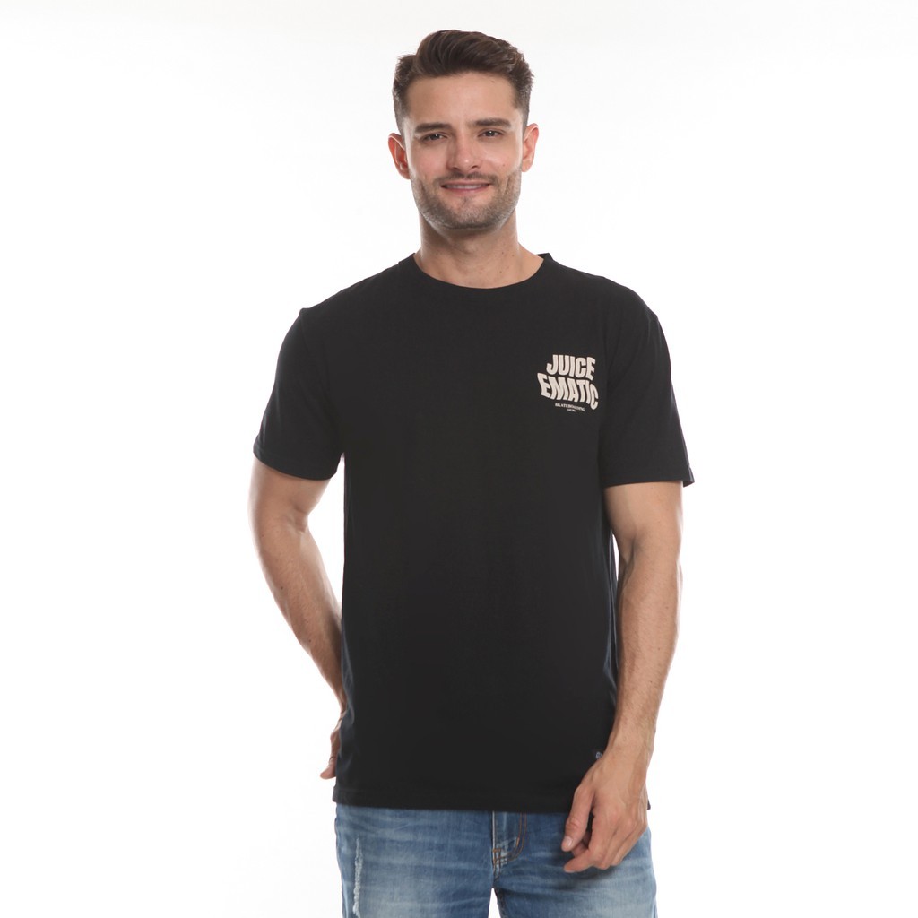 Juice Ematic Kaos Lengan Pendek Pria Hitam CALM MTSS14609-BLK Planet Surf Kaos Pria Atasan Pria