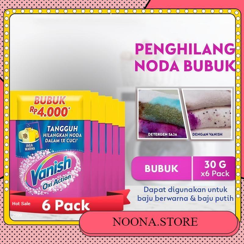 [6 PCS] Vanish Bubuk Pink 30gr - Deterjen Penghilang Noda Membandel pada Baju, Pemutih dan Pencerah 