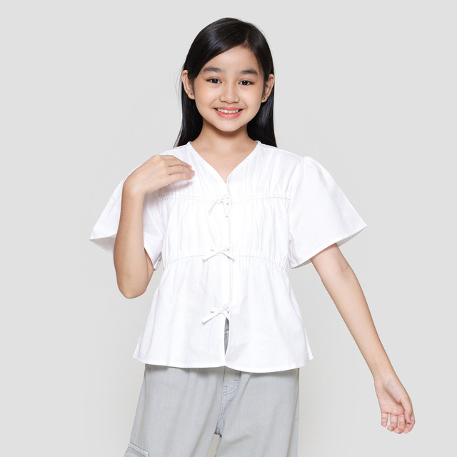 Nevada Kerut Pita Kemeja Anak Perempuan 123104971