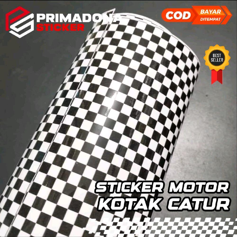 Sticker Skotlet Motor Motif Catur Kotak Kotak Kecil Ukuran 6mm Best Seller COD Bayar Ditempat Motorc