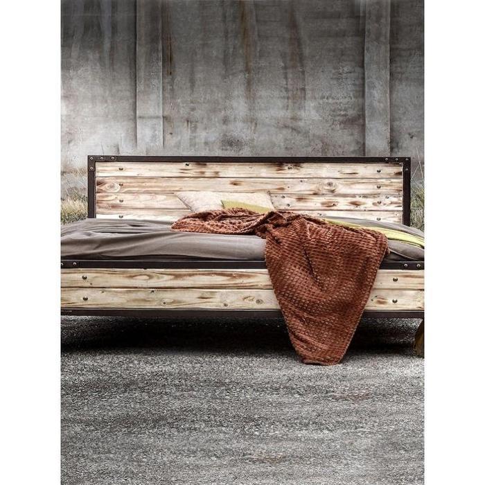 Metal Bed Dipan ALL SIZE Steel Frame Black Chipboard Walnut Look Bed Frame Tahan 30 Tahun - 90x200