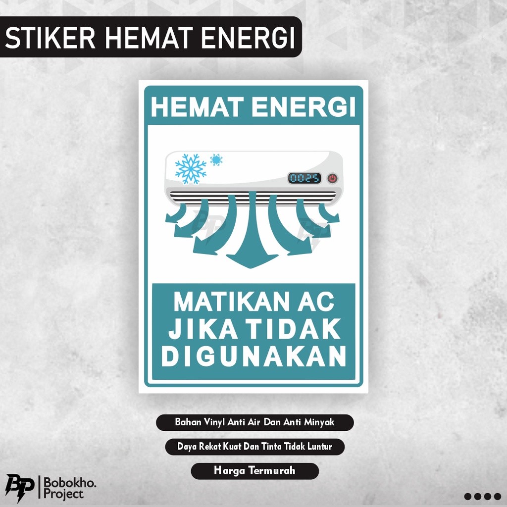 Sticker Harap matikan ac / Stiker matikan ac / stiker ac / stiker hemat energi / stiker hemat listri
