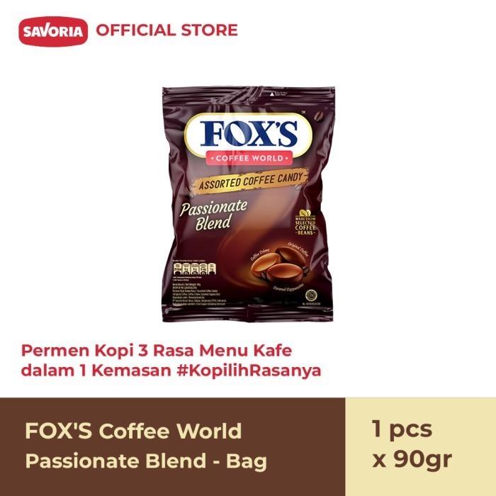FOX'S Coffee World Passionate Blend Bag - Permen Kopi 90g