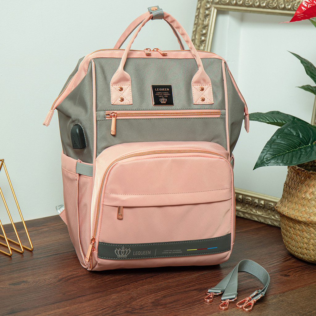 Original LEQUEEN A Large-capacity Mommy Bag Baby Care Diaper Bag Fashion Leisure Large Opening Multi