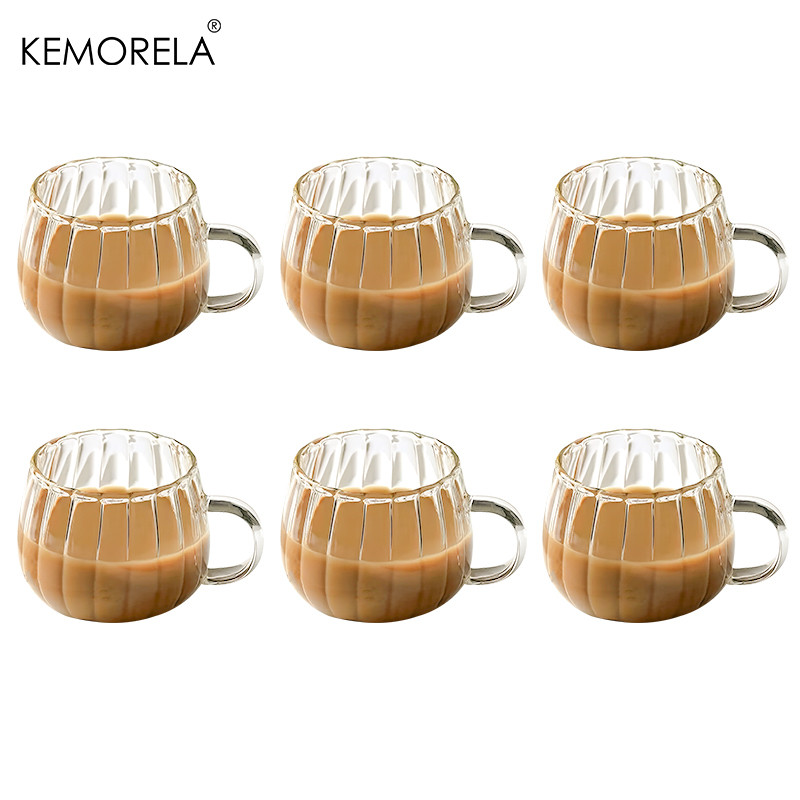 KEMORELA 1/4/6PCS Halloween Pumpkin Shaped Glass Cups High Borosilicate Glass Water Cup 450ml Coffee