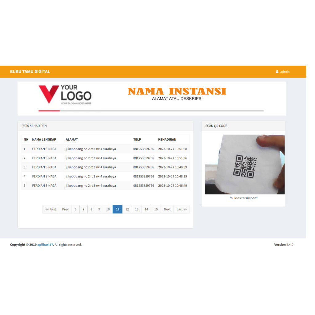 Resmi pembuat v2 buku tamu digital bisa barcode cetak id card pegawai dengan qrcode