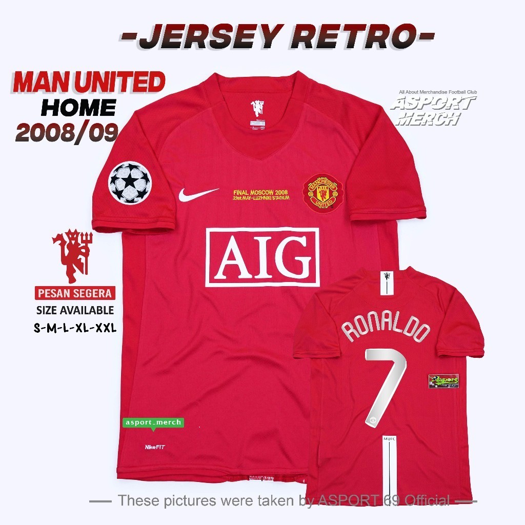 RETRO MAN UNITED HOME 2007 2008 FINAL MOSCOW RETRO 07 08 FANTASY