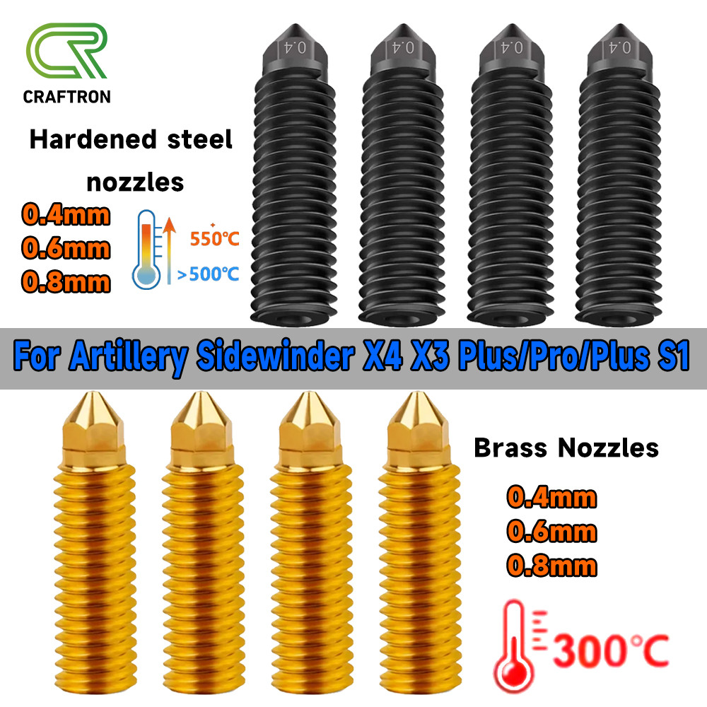 Nozzle for Artillery Sidewinder X4 X3 Plus/Pro Hotend Hard Steel Brass Nozzle for Artillery Sidewind