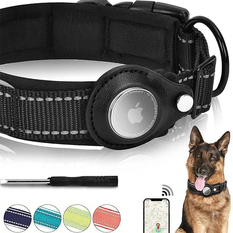 For Outdoor Airtags Dog Collar with GPS Finder Anti-lost Loop Collar Pet Case for Apple Airtags Loca