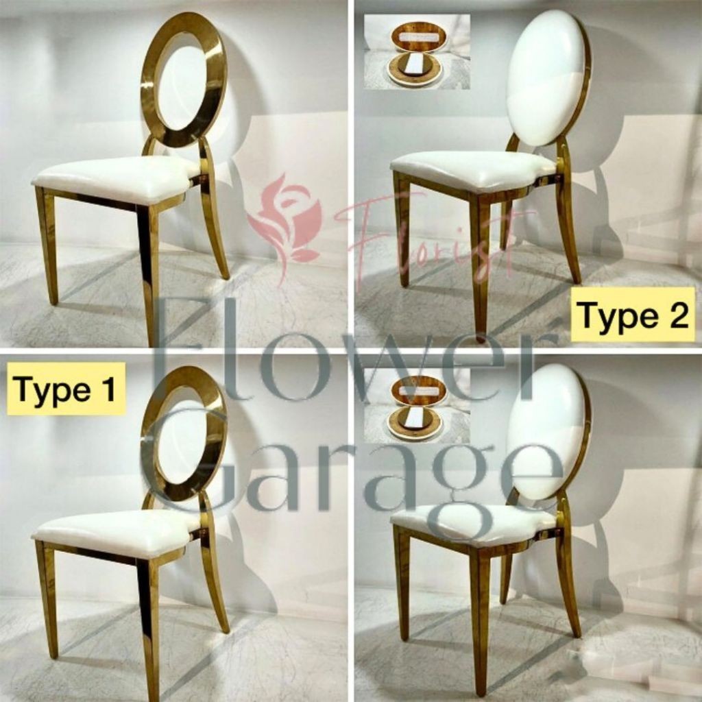 FG Kursi Akad Azura Pernikahan Emas Oval Stainless steel Wedding dekor