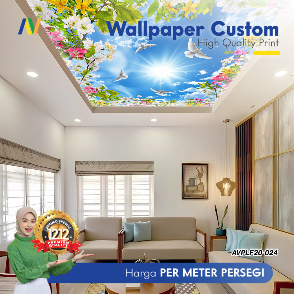 Wallpaper Plafon | Wallpaper Plafon Ruang Tamu | Wallpaper Plafon Motif Alam 1 | Wallpaper Dinding G