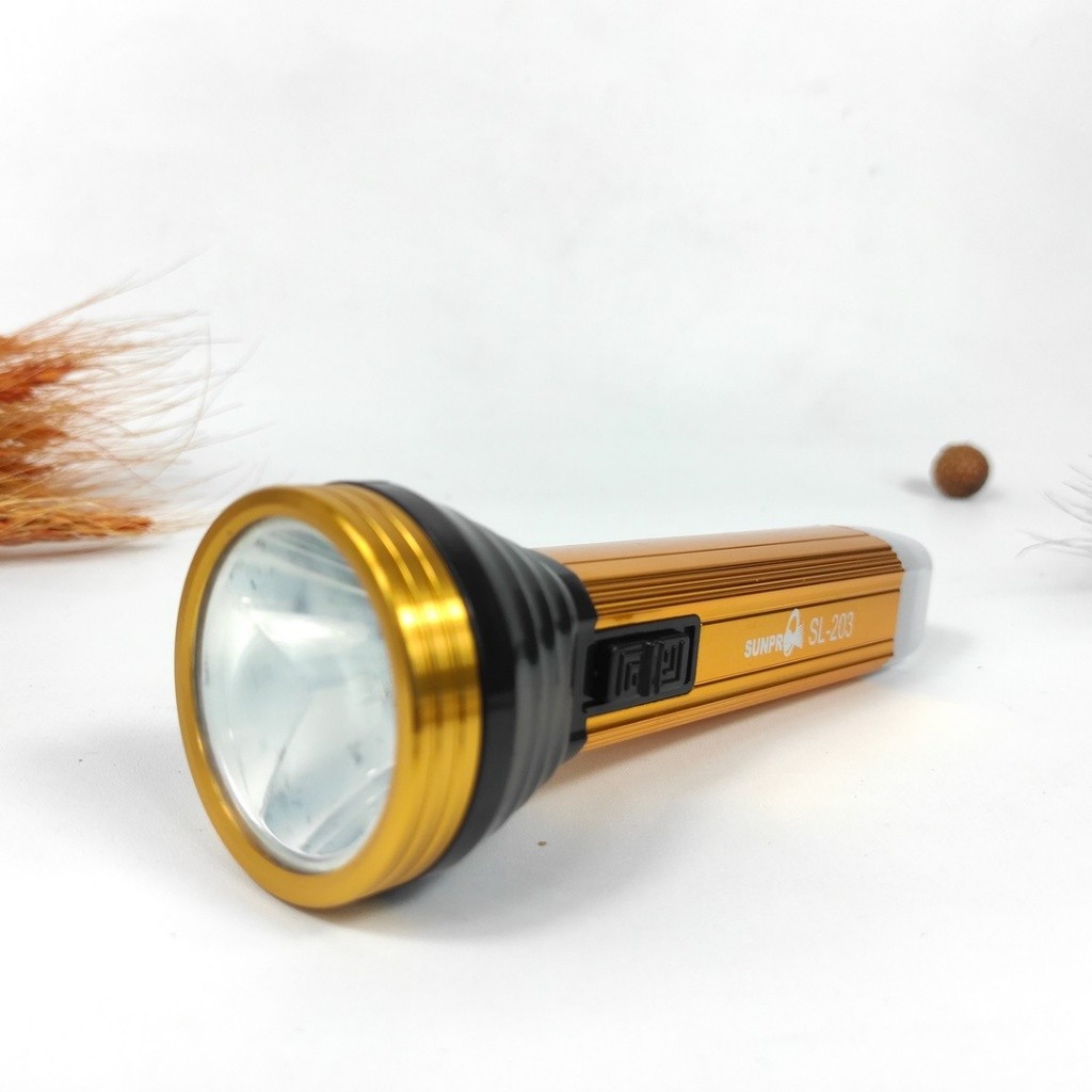 NEW Senter Genggam Sunpro LED 5W Super Terang SL-203 Free Bohlam LED / senter tangan ORI