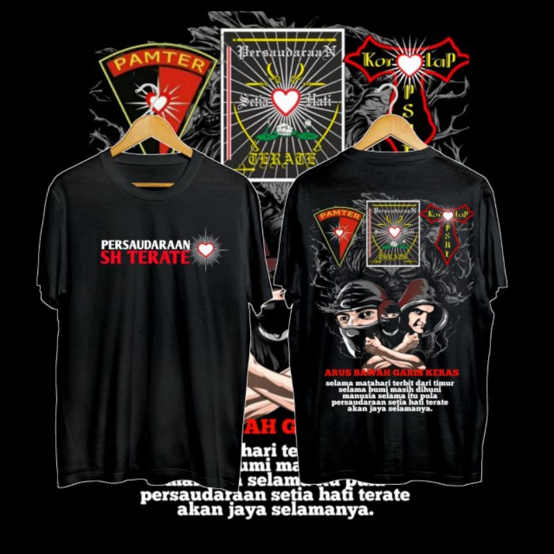 KAOS PSHT PERSAUDARAAN SH TERATE ARUS BAWAH GARIS KERAS SABLON DTF TERBAIK BAHAN PREMIUM COMBED BISA