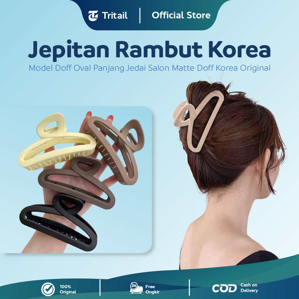 Tritail - Jepitan Rambut Salon Korea Doff Model Oval Panjang / Jedai Salon Matte Doff Korea Original