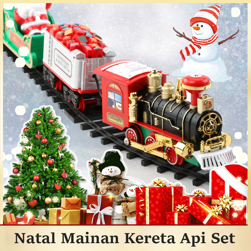 Natal Mainan Anak Kereta Api Set Lampu Dan Musik Mainan Kereta Api Natal Kereta Api Mainan Rel Panja