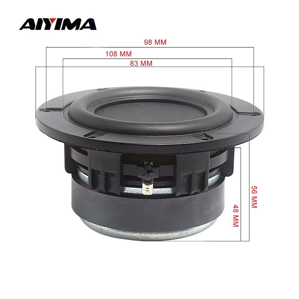 AIYIMA 1PC Full Range Speaker  4 Inch 8 Ohm 60W Bookshelf Loudspeaker Y Power Amplifier Home Theater
