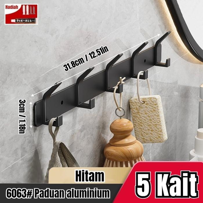 PROMO  Gantungan Baju Pintu Bor Bebas Aluminium Tebal Pakaian Pintu Kait Dinding Gantungan Penyimpan