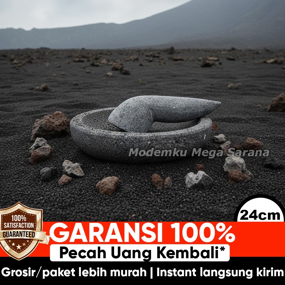 Cobek Batu Asli Original Muntilan Merapi - 24 cm | Gerabahku Jogja