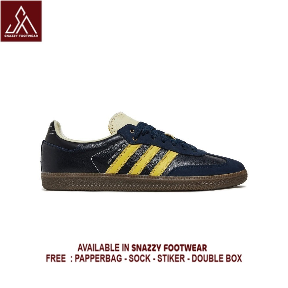 Sepatu Sneakers Adidas Samba Wales Bonner Collegiate Navy Cream White Yellow 100% Original Unisex