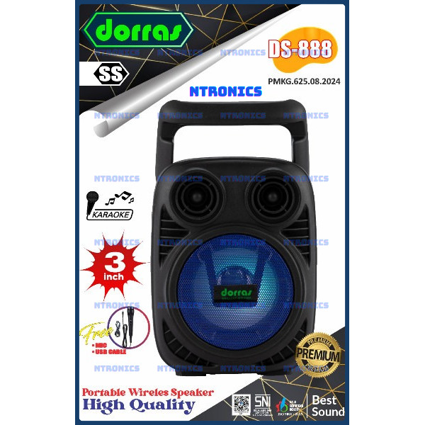 SPEAKER WIRELESS DORRAS DS-888 SS | Speaker Wireless Portable Dorras DS-888 SS Kapasitas 8 Watt
