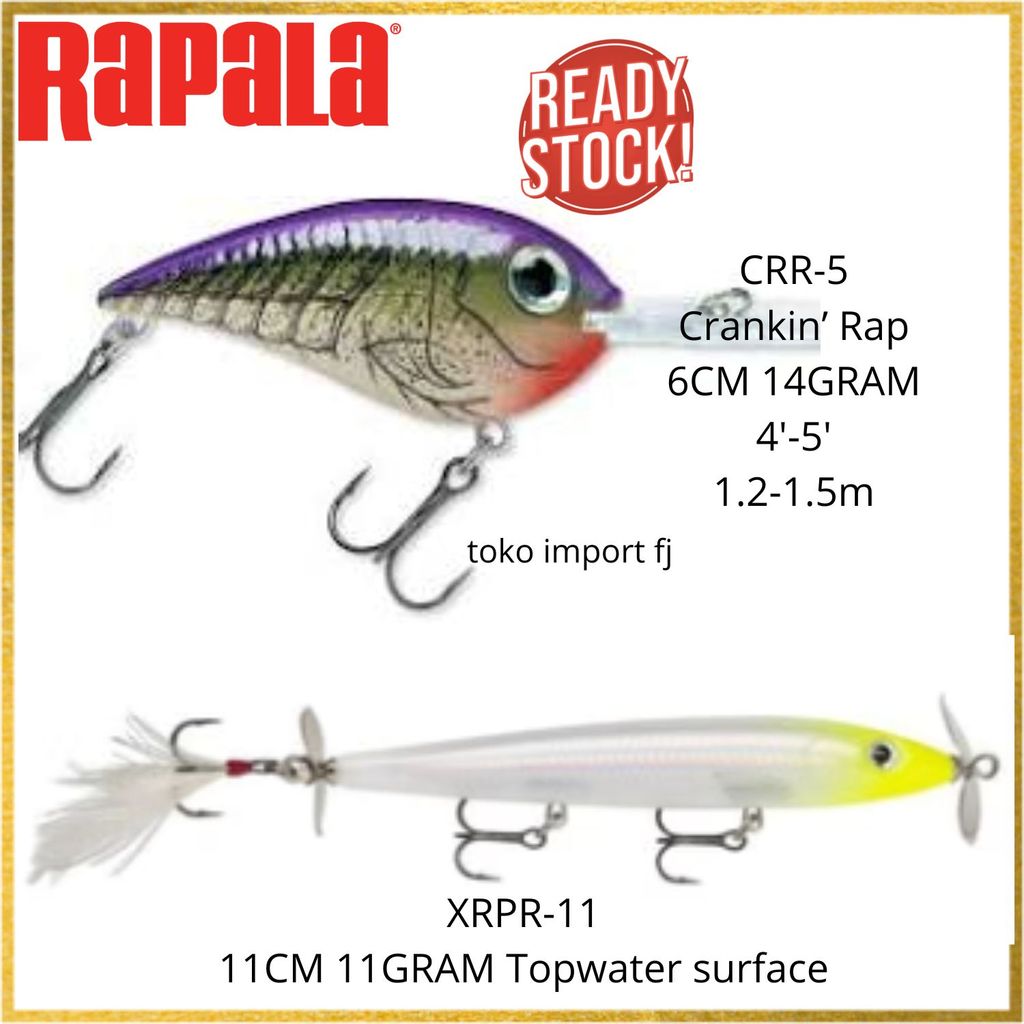 Umpan Pancing Ikan RAPALA Lures 6cm 14gram CRR-5 4'-5' 1.2-1.5m // Rapala XRPR-11 11cm 11gram Action