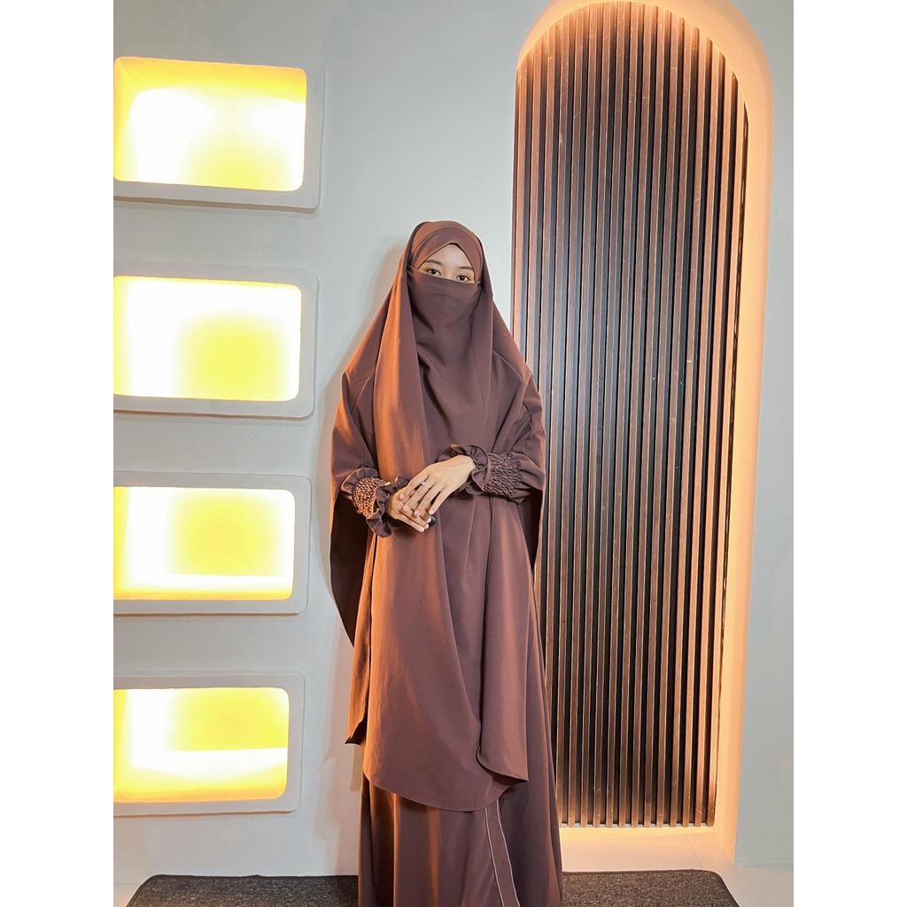 NEW Fatimah Kerudung Frenchkhimar Wanita Dewasa Muslimah - LSyar'i ebaran, Syari, Pesta, Maxi, Dress