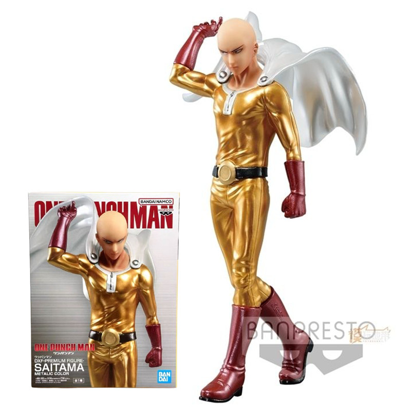 Original Bandai Banpresto One Punch Man Dxf Saitama Anime Action Metal color scheme Figures Model Fi