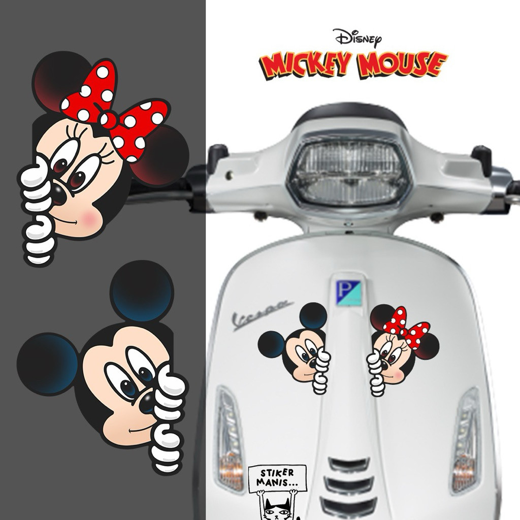 Stiker Mickey Mouse Depan Motor Vespa Filano Fazio Scoopy Anti Air
