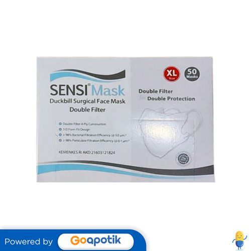 Sensi Mask Duckbill Face Mask Double Filter Size Xl Hitam Box 50 Pcs