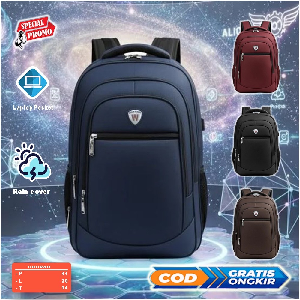 PROMO  Tas Ransel Polo Water TAS Sekolah & Kerja | Backpack Pria Wanita Ukuran Besar Laptop 14 Inch