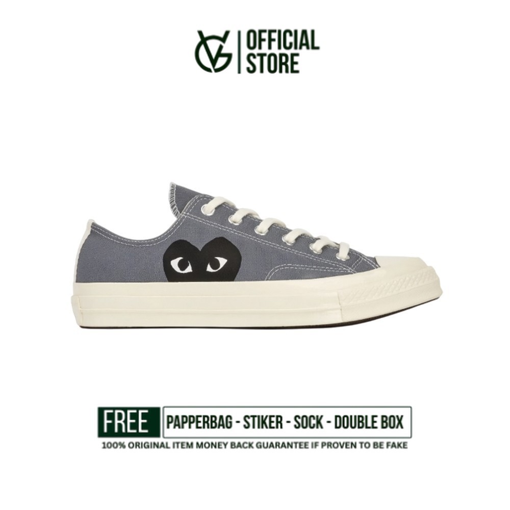 Sepatu Sneakers Converse 70s CTAS LOW x CDG PLAY Steel Grey 100% Original BNIB Sneakers BNIB Origina