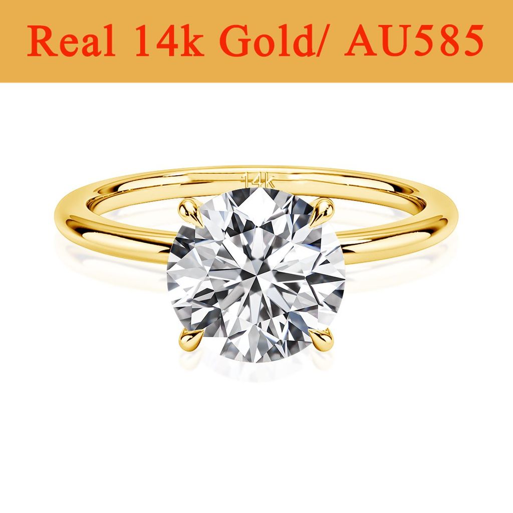 Real Gold 14K Moissanite Women's Ring Simplicity AU585 K Gold amond Wedng Band Bride Engagement Jewe