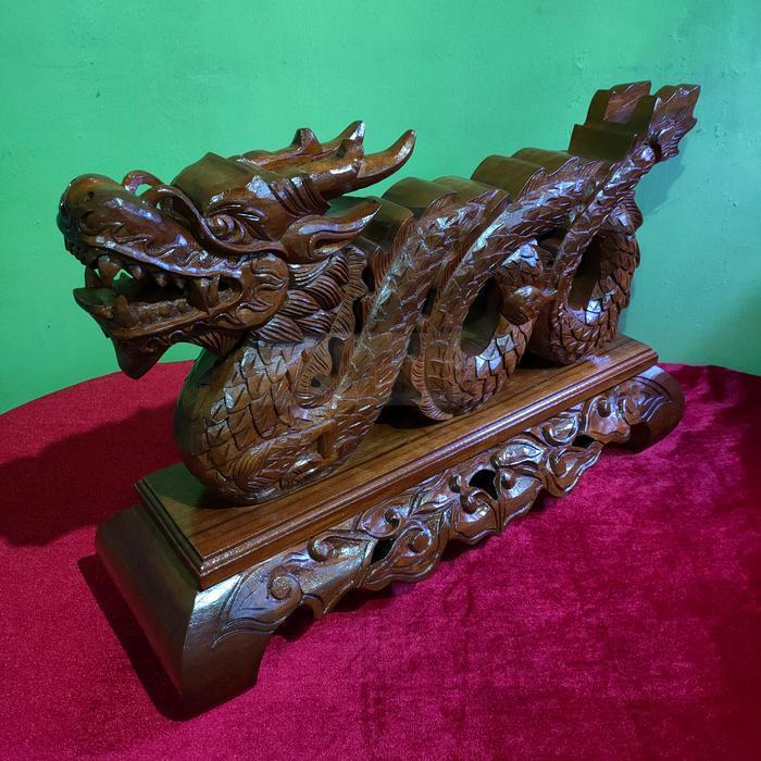 Stand Jagrak Katana Ukiran Naga Istimewa Kayu Jati Asli EA6485643