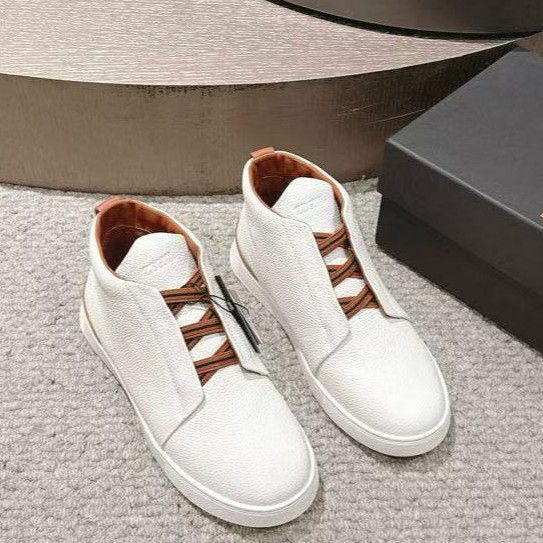 Merek Sepatu Pria 1.1 Sepatu santai rendah Z*gna sepatu tinggi sepatu santai kulit