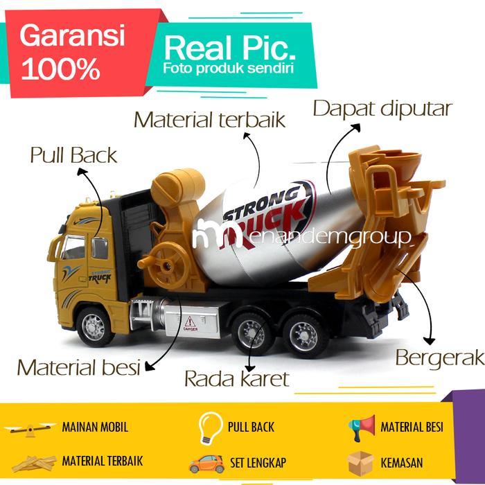 Diecast Miniatur Mainan Mobil Truk Molen Mixer Besi Pull back Bersuara - Truk molen