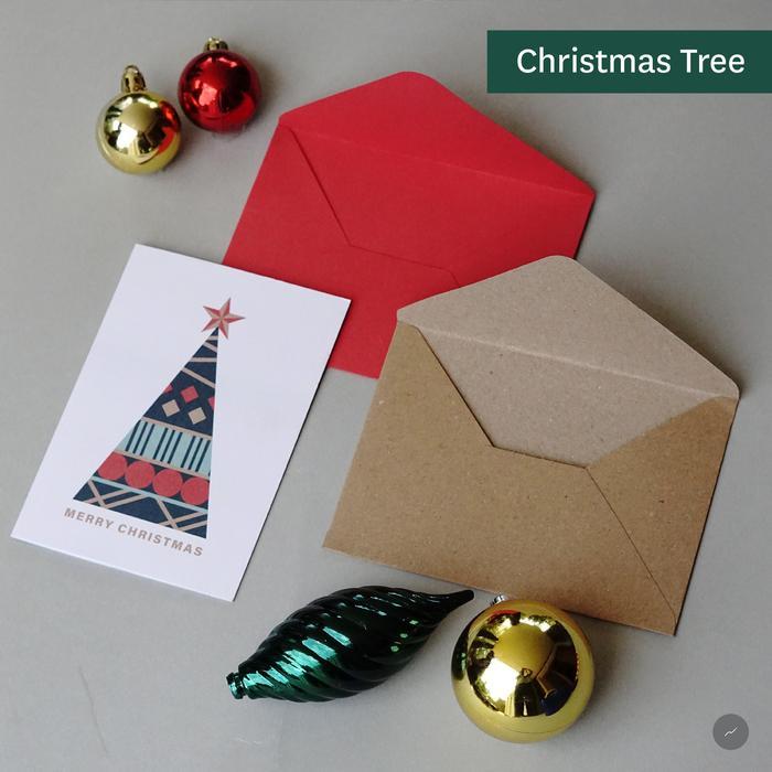 Kartu Natal Christmas Card Kartu Ucapan Natal - Christmas Tree, Amplop Merah [terlaris]