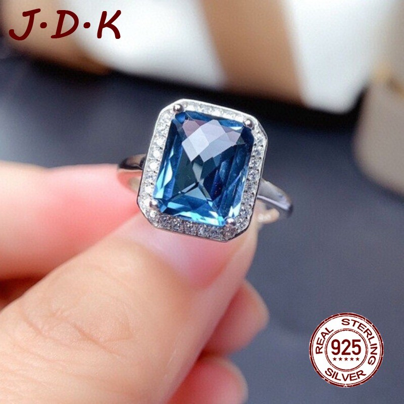 JDK Cincin Terbuka Topaz Biru Laut Baru Untuk Wanita